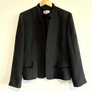 Vintage Studio I Classic Black Blazer Jacket with Velvet Trim and Detail